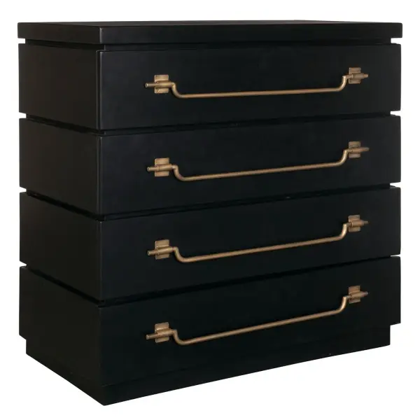 Exuding Sophistication With A Black Finish The Halifax Chest Displays Rich Tones Of Mahogany Wood Providing Both Depth And Character. The Chest Is Accented By Complimentary Brass Finished Drawer Pulls. Collection: Halifax Designer: Matthew Williams Finish: Black Width: 34.00" Height: 33.25" Length: 18.00" Weight: 185.00 lb Material: Mdf Veneer Mahogany And Mahogany Wood And Metal Country of Origin: Indonesia Safety Rating: Indoor Only
