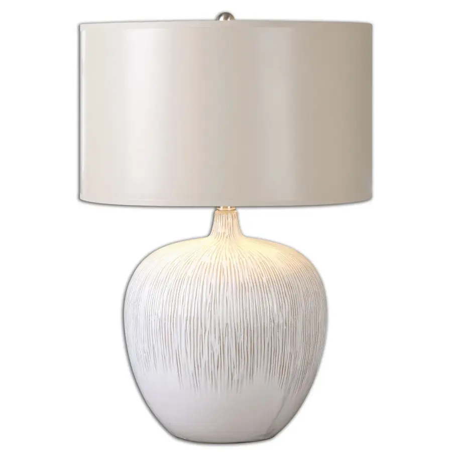 Georgios One Light Table Lamp in Ivory Glaze with Dark Tan Undertones