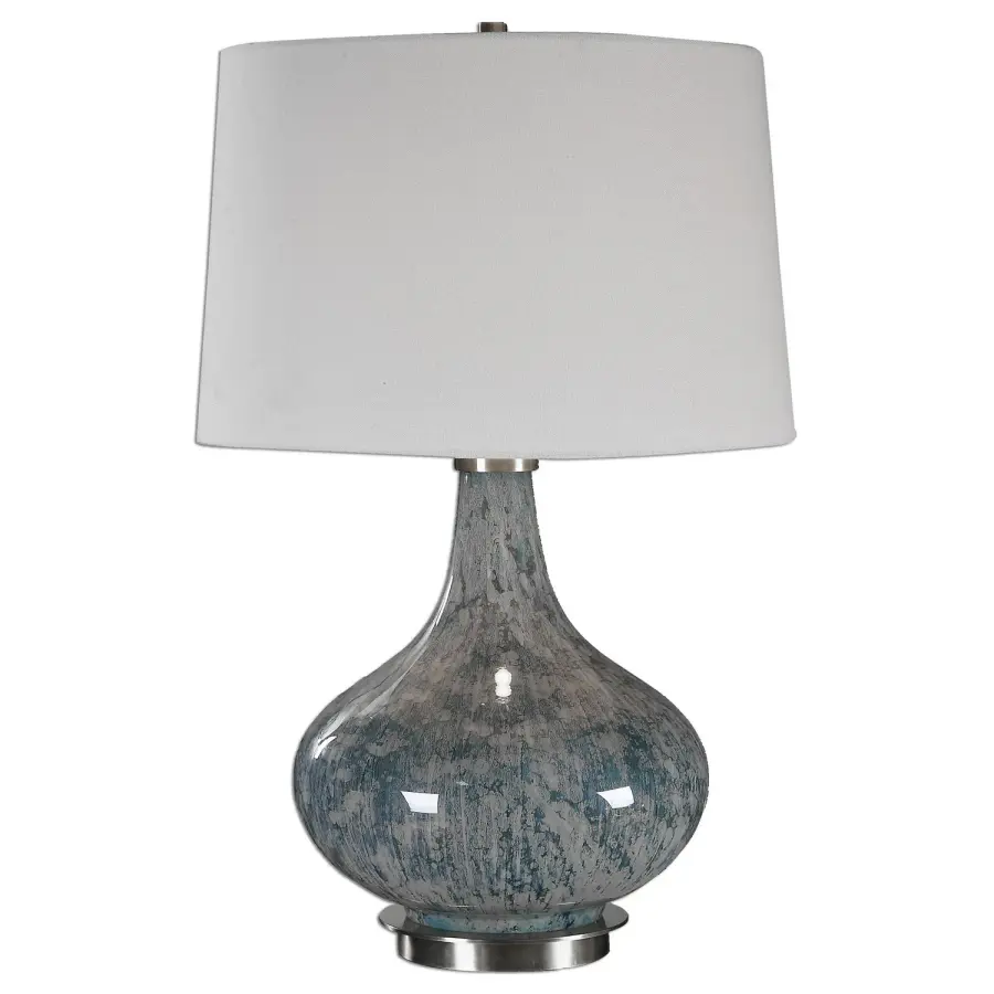 Celinda One Light Table Lamp in Blue Gray, Brushed Brass