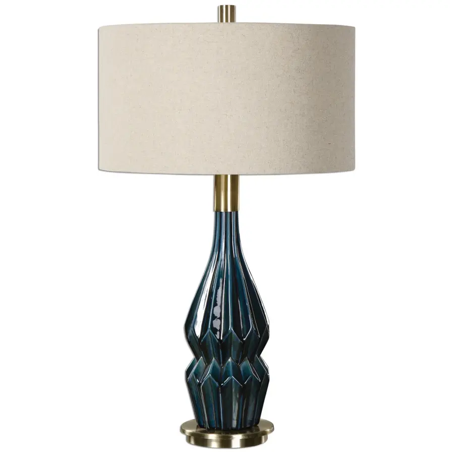 Prussian One Light Table Lamp in Blue Ceramic