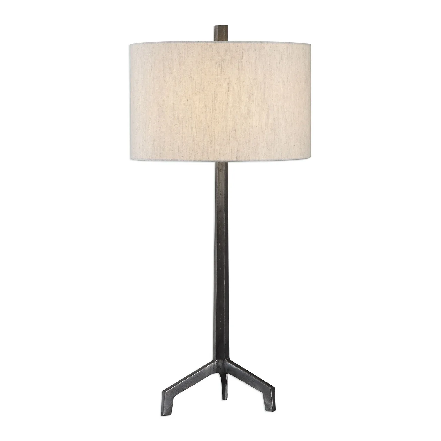 Ivor One Light Table Lamp in Raw Steel And Burnished Distressing