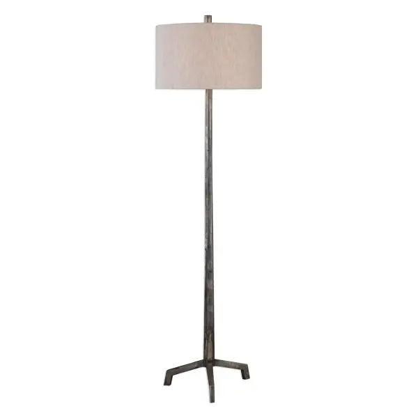 Tapered Cast Iron With A Subtle Textured Surface, With A Raw Steel Finish And Burnished Distressing. The Round Hardback Drum Shade Is A Light Beige Linen Fabric With Natural Slubbing. Collection: Ivor Designer: Jim Parsons Finish: Cast Iron Glass: Round Hardback Drum Width: 17.00" Height: 62.00" Length: 17.00" Weight: 11.40 lb Number of Bulbs: 1 Maximum Wattage: 150.00 W Bulb Type: A Voltage: 110.00 V Material: Casting Iron Country of Origin: China Safety Rating: Indoor Only Switch: 3-WAY
