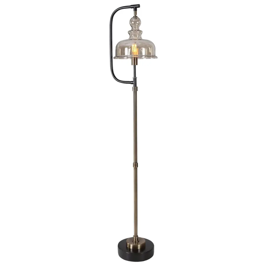 Elieser One Light Floor Lamp in Antiqued Brushed Brass