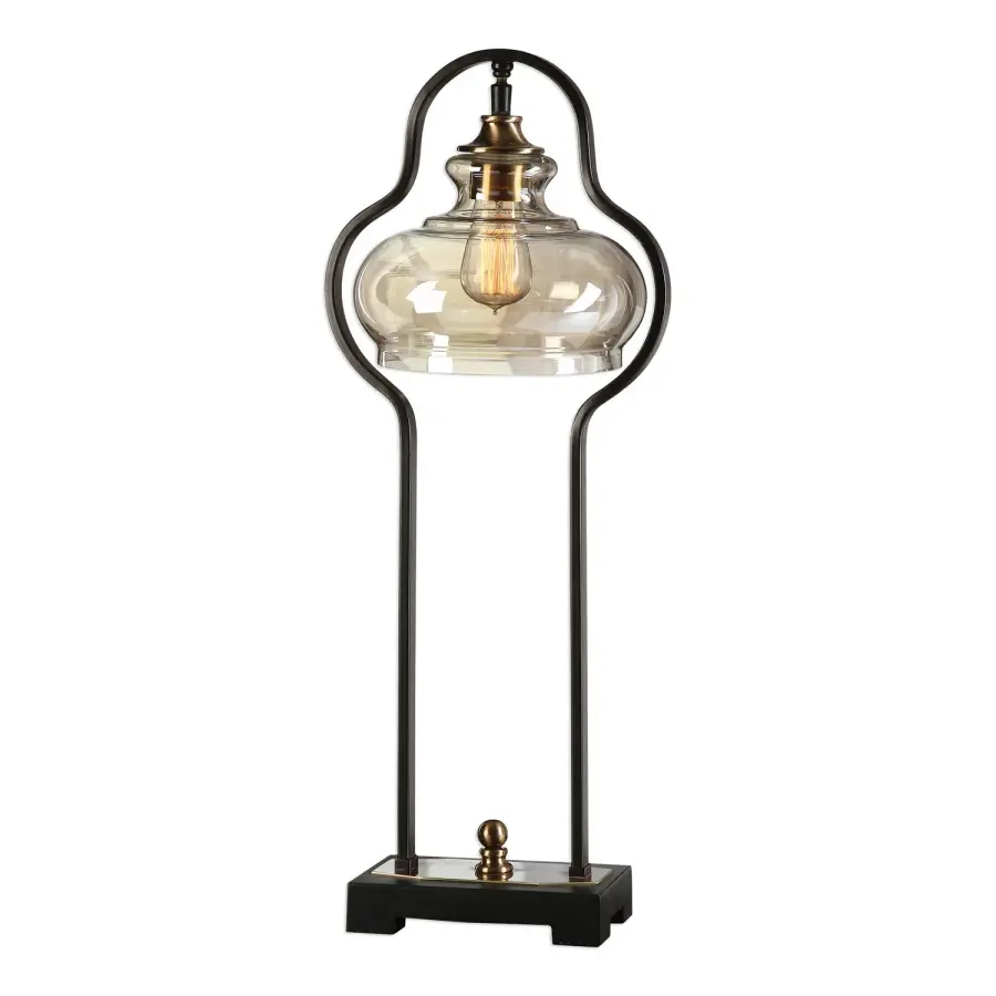 Cotulla One Light Desk Lamp in Antique Brass