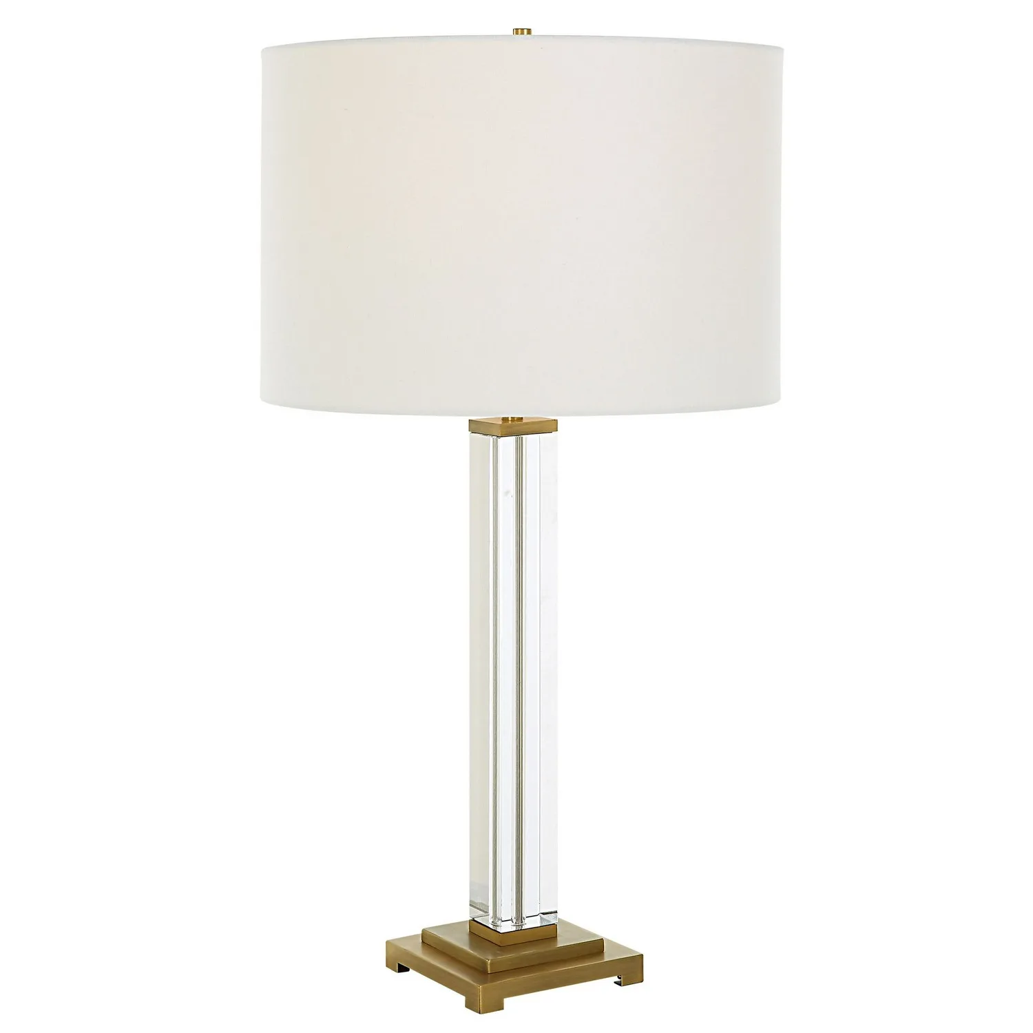 Crystal Column One Light Table Lamp in Antique Brass
