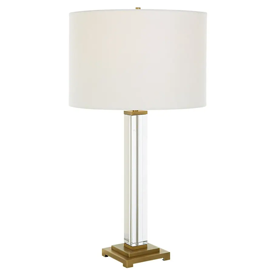 Uttermost Crystal Column One-Light Table Lamp in Antique Brass