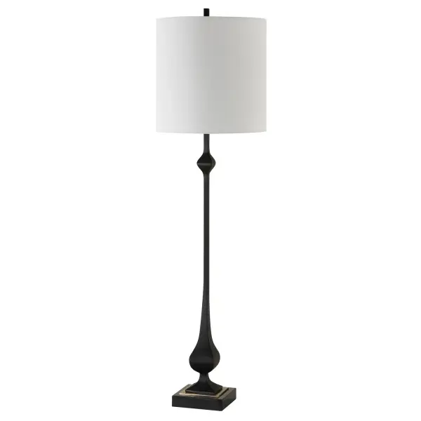 This Updated Traditional Buffet Lamp Is Finished In Satin Black With A Luxurious Velvet-like Texture That Exudes Sophistication And Contemporary Elegance, Displayed On A Sleek Black Marble Foot, Accented With Plated Antique Brass Details. The Round Hardback Drum Shade Is Covered In A Crisp White Linen Fabric. Collection: Hightower Designer: Carolyn Kinder Finish: Antique Brass Glass: Round Drum Hardback Shade Width: 11.00" Height: 38.00" Length: 11.00" Weight: 6.00 lb Number of Bulbs: 1 Maximum Wattage: 150.00 W Bulb Type: A Voltage: 110.00 V Material: Marble, Iron, Resin, Fabric Country of Origin: China Safety Rating: Indoor Only