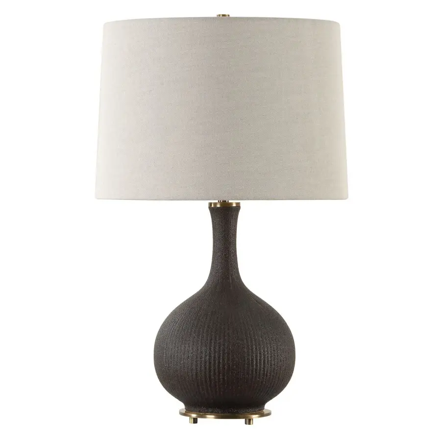 Rimini One Light Table Lamp in Brushed Antique Brass
