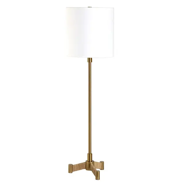 This Versatile Buffet Lamp Showcases A Plated Brass Slim Metal Base Accented By Rattan Wrapped Legs. The Petite Round Hardback Drum Shade Is A Crisp White Linen Fabric. Collection: Lautoka Designer: REVELATION DESIGN Finish: Brass Glass: Round Hardback Shade Width: 10.00" Height: 36.00" Length: 10.00" Weight: 4.40 lb Number of Bulbs: 1 Maximum Wattage: 100.00 W Bulb Type: A Voltage: 110.00 V Material: Steel, Rattan, Fabric Country of Origin: Vietnam Safety Rating: Indoor Only