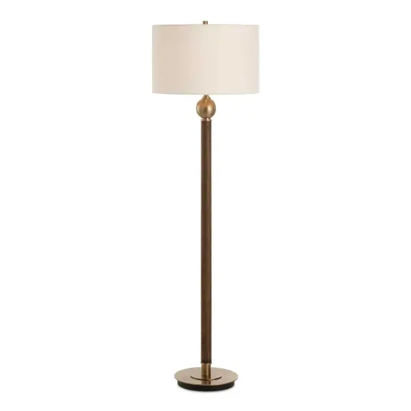 Infusing Your Space With Rustic Charm And A Hint Of Sophistication, The Keros Floor Lamp Features A Dark Oak Wood Base Paired With Brass Plated Details. The Round Hardback Drum Shade Is Covered In An Off-white Linen Fabric. Collection: Keros Designer: Jim Parsons Finish: Dark Oak Wood Glass: Round Drum Hardback Width: 18.00" Height: 62.00" Length: 18.00" Weight: 14.30 lb Number of Bulbs: 1 Maximum Wattage: 150.00 W Bulb Type: A Voltage: 110.00 V Material: Metal & Oak Wood & Fabric Country of Origin: China Safety Rating: Indoor Only