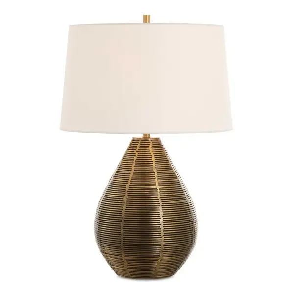 The Knowles Table Lamp Features A Hand Forged Steel Base Finished In A Rich Plated Brushed Brass, Embodying A Perfect Blend Of Hand-crafted Sophistication. The Slightly Tapered Hardback Shade Is Covered In A Crisp White Linen Fabric. Collection: Knowles Finish: Brushed Brass Glass: Round Hardback Rolled Edge, With White Fabric Liner Inside Width: 17.00" Height: 25.00" Length: 17.00" Weight: 17.00 lb Number of Bulbs: 1 Maximum Wattage: 150.00 W Bulb Type: A Voltage: 110.00 V Material: Steel, Fabric Country of Origin: China Safety Rating: Indoor Only