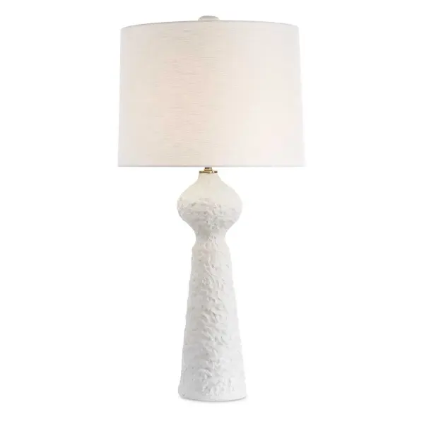 The Sonata Table Lamp Features A Heavily Textured Ceramic Base With A Stone Ivory Finish, Paired With A Matching Large Finial And Brass Plated Accents. The Slightly Tapered Round Hardback Shade Is Covered In An Off-white Linen Fabric With Light Slubbing. Collection: Sonata Designer: REVELATION DESIGN Finish: Brass Glass: Round Hardback Shade Width: 18.00" Height: 36.00" Length: 18.00" Weight: 10.80 lb Number of Bulbs: 1 Maximum Wattage: 150.00 W Bulb Type: A Voltage: 110.00 V Material: Ceramic, Steel , Fabric Country of Origin: China Safety Rating: Indoor Only