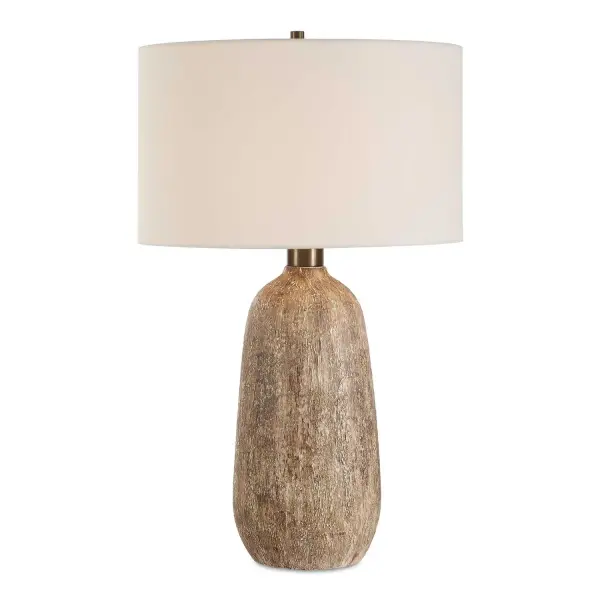 The Napier Table Lamp Boasts A Heavily Textured Ceramic Base In Warm Earthy Shades Of Brown And Subtle Undertones Of Warm White, Complemented With Dark Bronze Accents. The Round Hardback Shade Is Covered In A Casual White Linen Fabric. Due To The Nature Of Fired Glazes On Ceramic Lamps, Finishes Will Vary Slightly. Collection: Napier Designer: Matthew Williams Finish: Dark Bronze Glass: Round Hardback Shade Width: 17.00" Height: 27.50" Length: 17.00" Weight: 8.28 lb Number of Bulbs: 1 Maximum Wattage: 150.00 W Bulb Type: A Voltage: 110.00 V Material: Ceramic, Metal , Fabric Country of Origin: China Safety Rating: Indoor Only