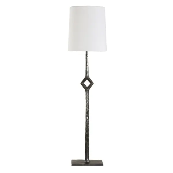 With Its Striking Forged Cast Iron Base In Rustic Bronze With Noticeable Hammered Texture, The Puncture Table Lamp Features A Design Punctuated By A Unique, Eye-catching Diamond Cutout. The Slightly Tapered Round Hardback Shade Is Covered In A Crisp White Linen Fabric. This Lamp Ships With A Rechargeable LED Lightsouce With Dimmable Features, A Remote And USB To USB-C Charging Cord. Collection: Puncture Finish: Rustic Bronze Width: 9.00" Height: 36.25" Length: 9.00" Weight: 8.50 lb Number of Bulbs: 1 Maximum Wattage: 7.00 W Voltage: 110.00 V Material: Cast Iron,Fabric Country of Origin: China Safety Rating: Indoor Only