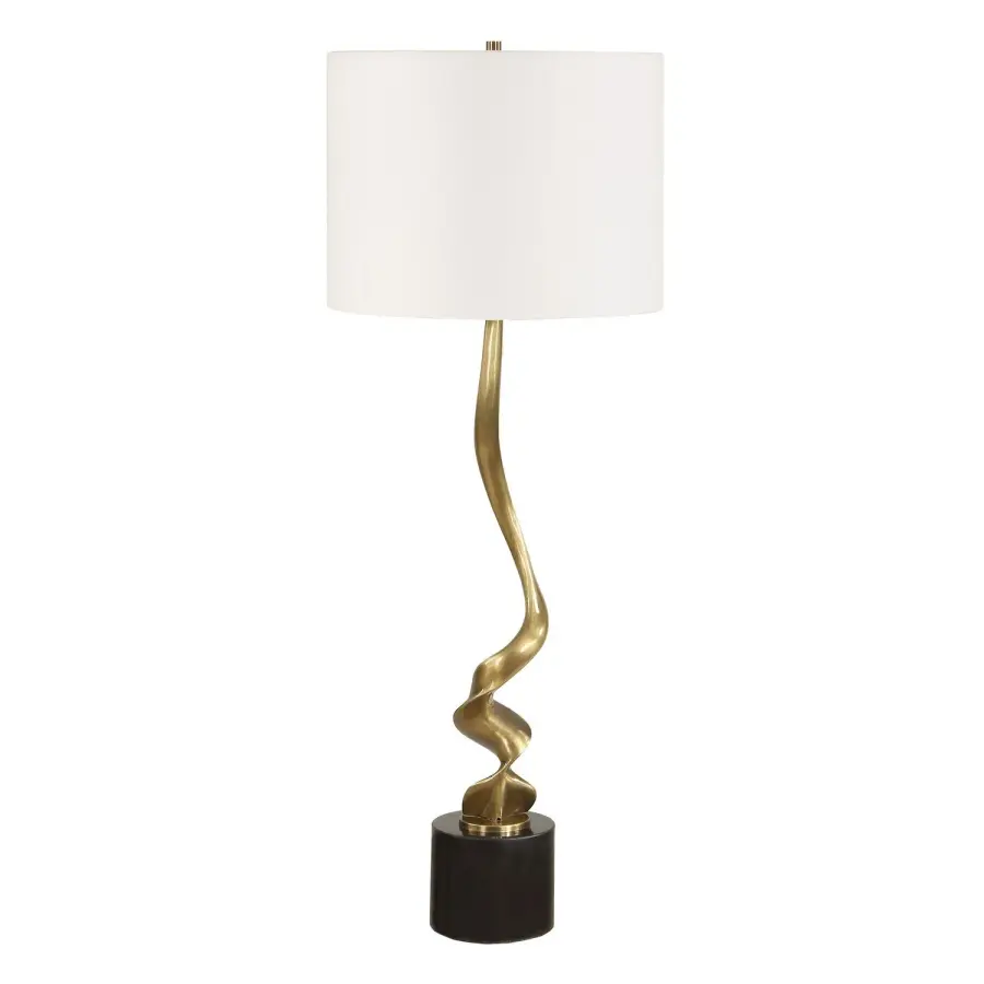 Uttermost Spiraling One-Light Buffet Lamp in Antique Brass
