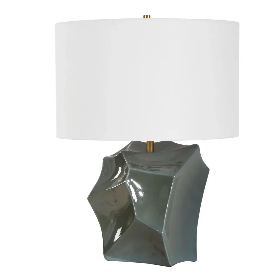 Prisma One Light Table Lamp in Antique Brass