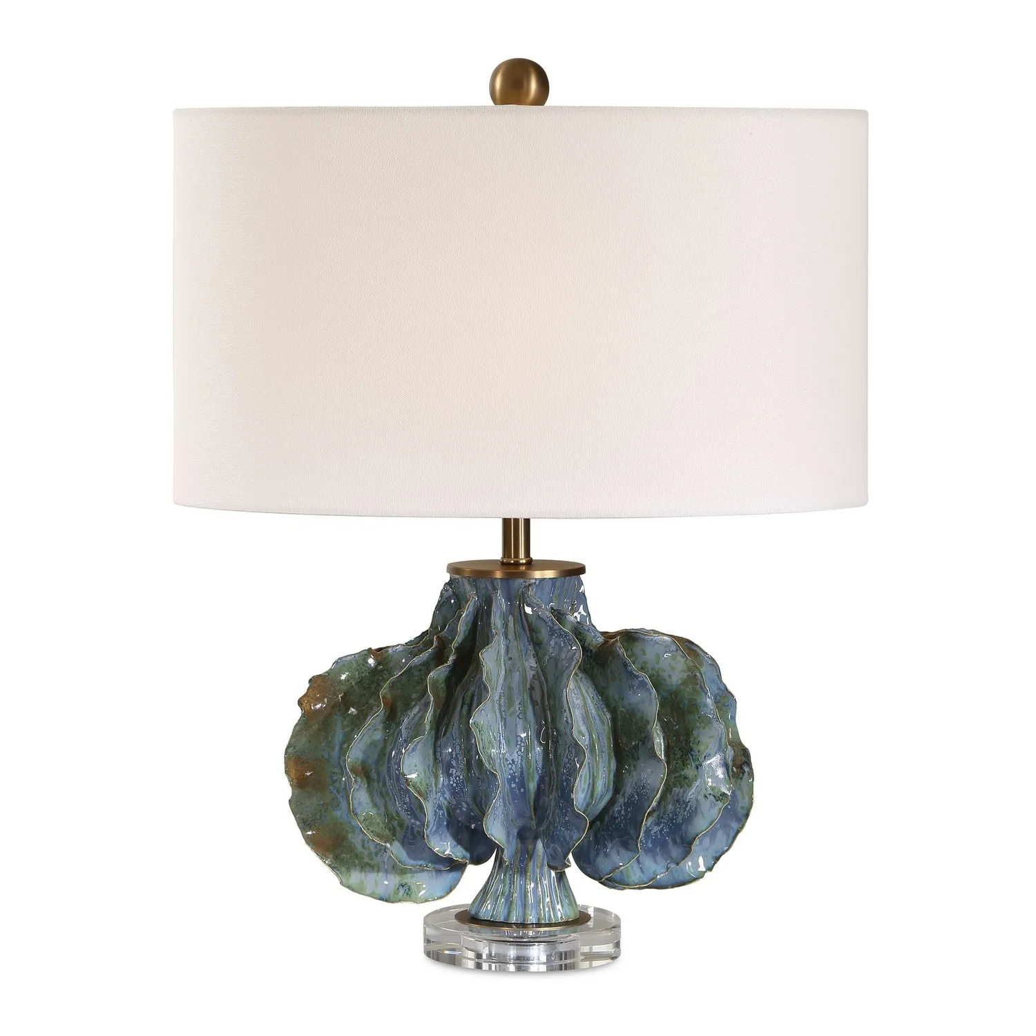Ruffle Up One Light Table Lamp in Antique Brass