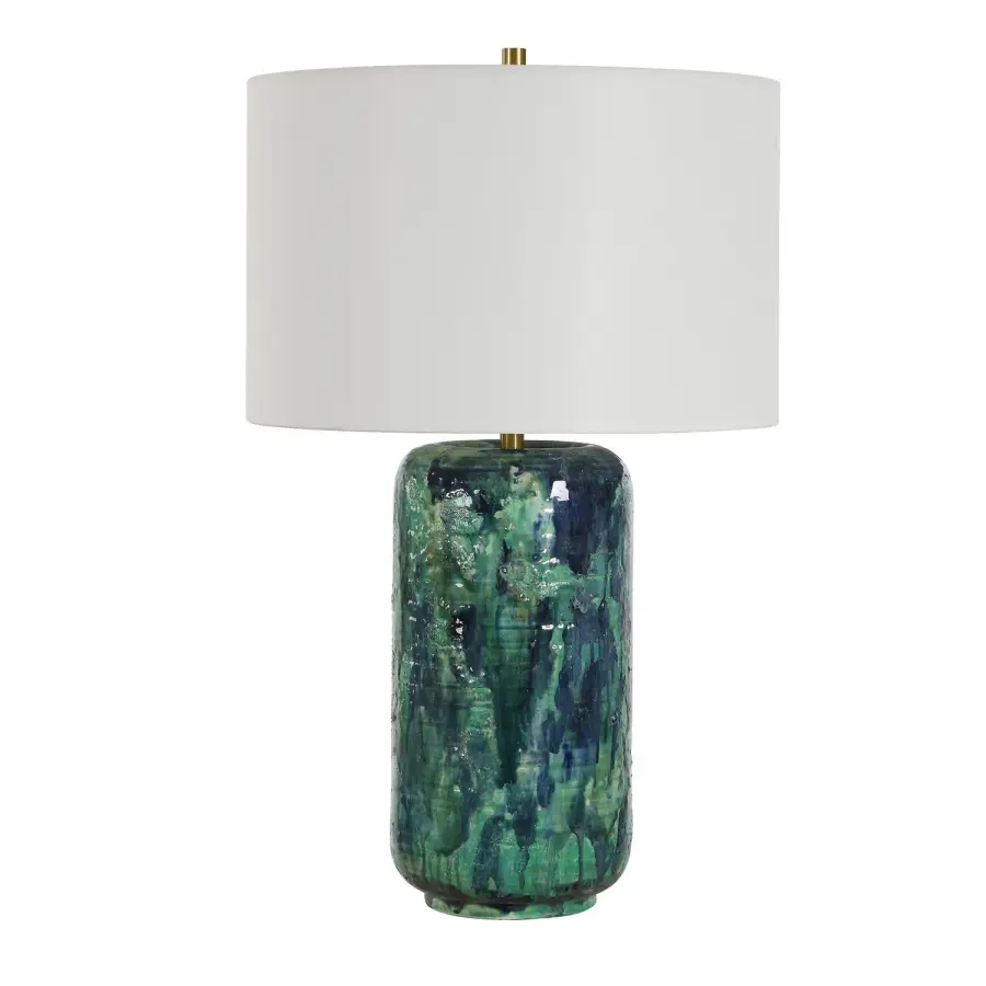 Out Of The Blue One Light Table Lamp in Antique Brass