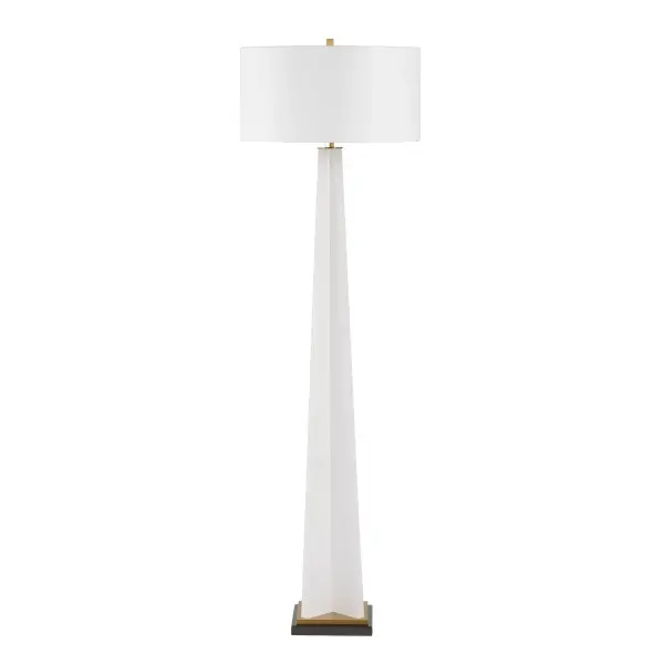 This Striking Contemporary Floor Lamp Features A Sleek, Tapering Form Crafted From Frosted White Acrylic. The Modern Design Is Elegantly Grounded By A Sophisticated Iron Foot, Finished In Both Antique Brass And Black, And Is Complemented By Matching Antique Brass Hardware For A Refined Touch. The Round Hardback Drum Shade Is A Crisp White Linen Fabric. Collection: Rosin Designer: Renee Wightman Finish: Antique Brass Width: 20.00" Height: 66.25" Length: 20.00" Weight: 29.00 lb Number of Bulbs: 1 Maximum Wattage: 150.00 W Bulb Type: A Voltage: 110.00 V Material: Acrylic,Iron,Fabric Country of Origin: China Safety Rating: Indoor Only