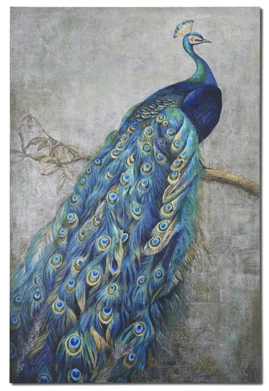 Proud Papa Handpainted Peacock Wall Art