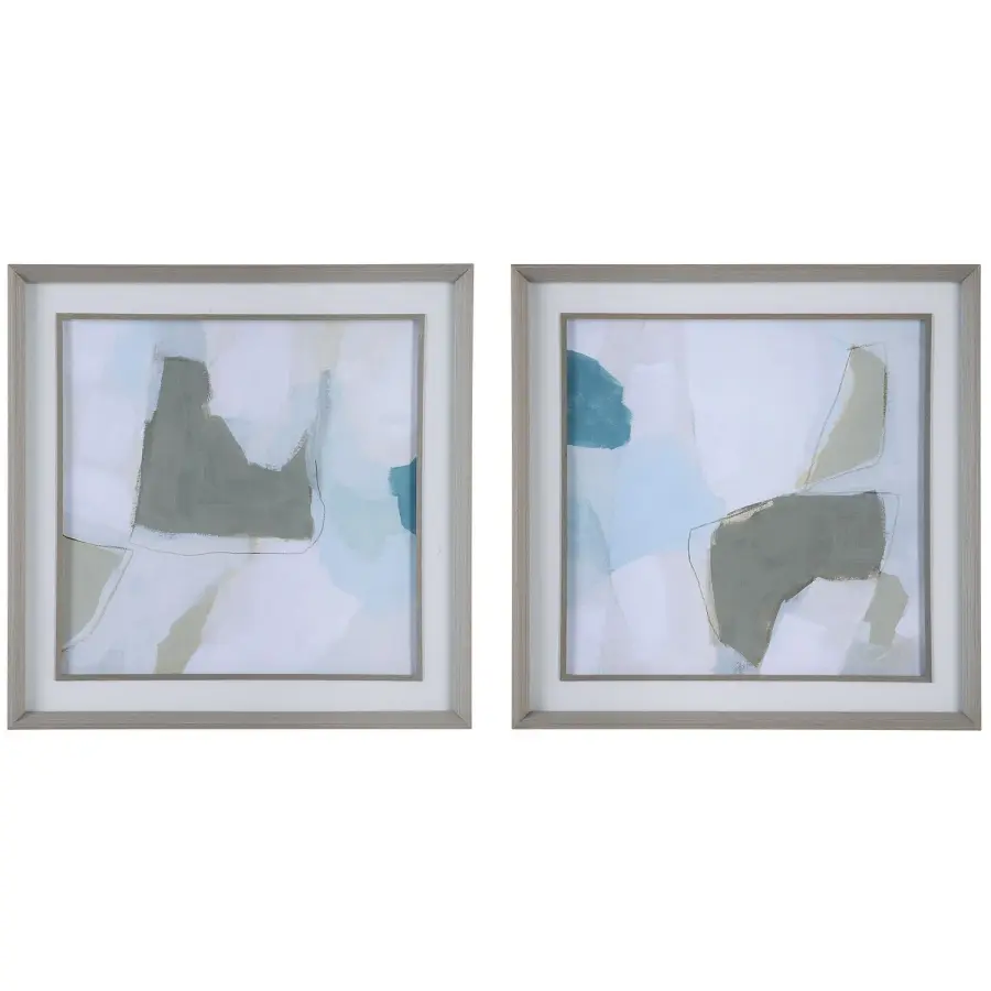 Uttermost Mist Shapes Wall Art in Light Gray Wood