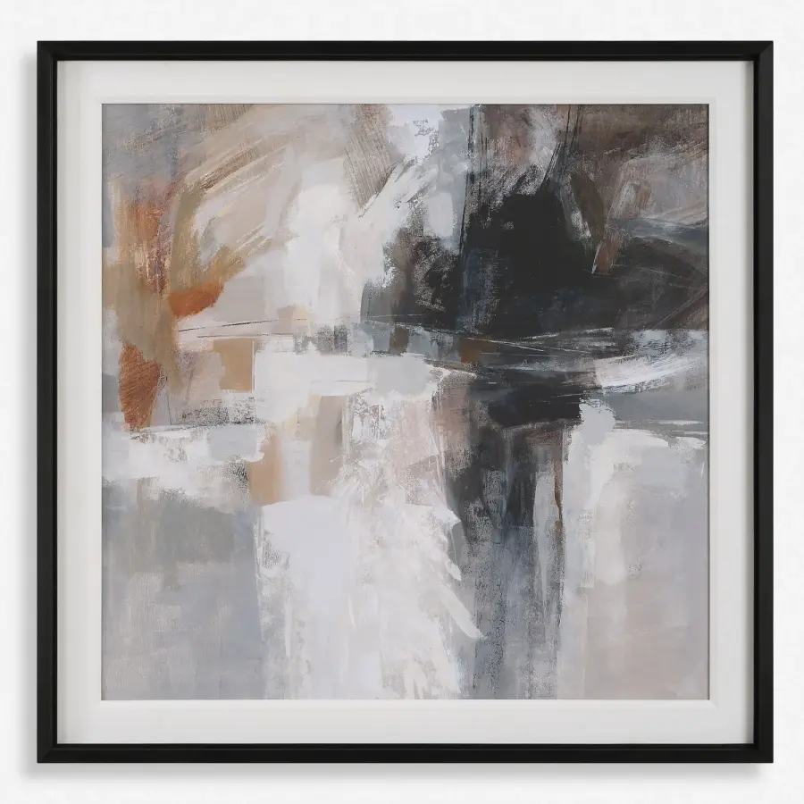 Wings Neutral Framed Print in Black