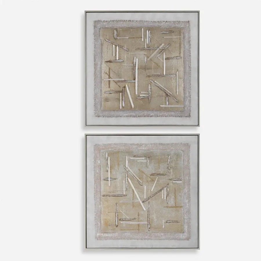Unpredictable Hand Canvases, Set of 2 - Brushed Champagne Gold