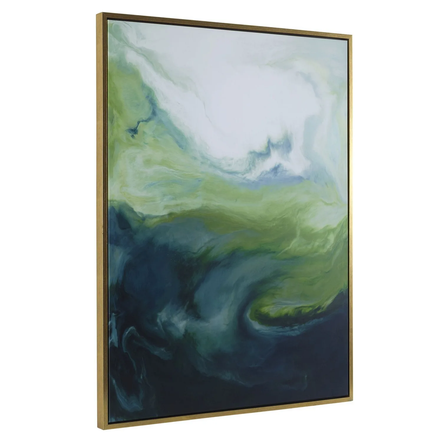 Serene Green Wall Art in Solid Wood Gallery Frame