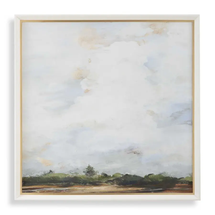 Whispering Cloudscapes Landscape Print in White Wood Frame