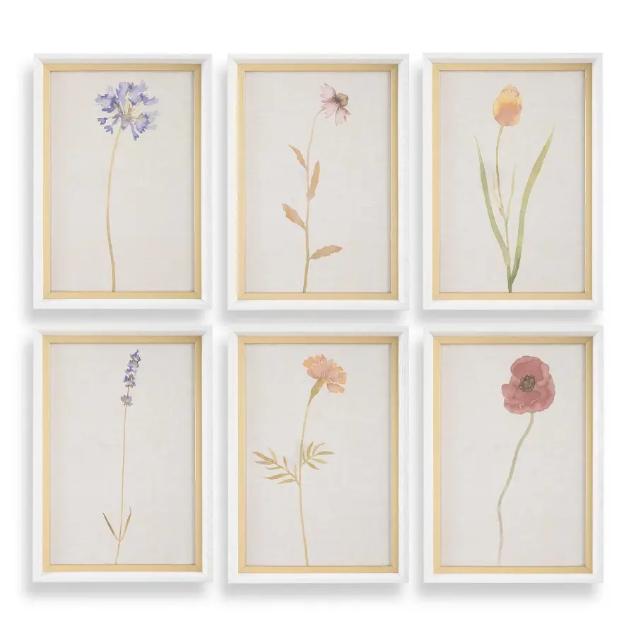 Wild Flourish Framed Print in White Wood