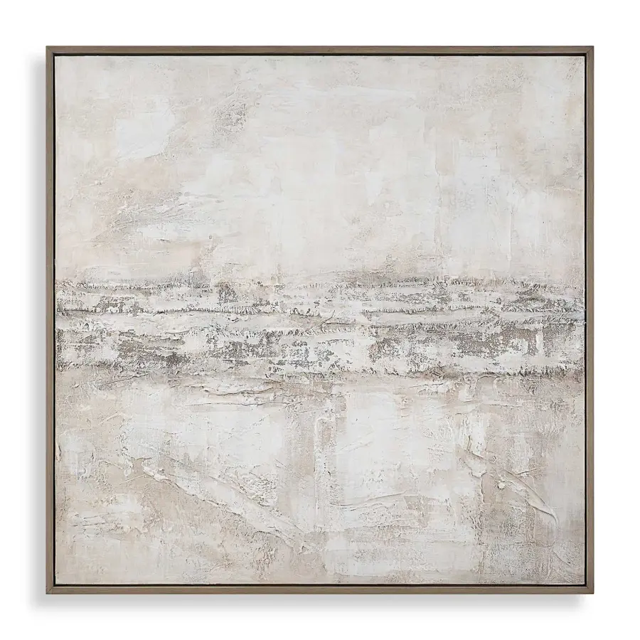 Desert Oasis Hand-Painted Wall Art in Warm Gray