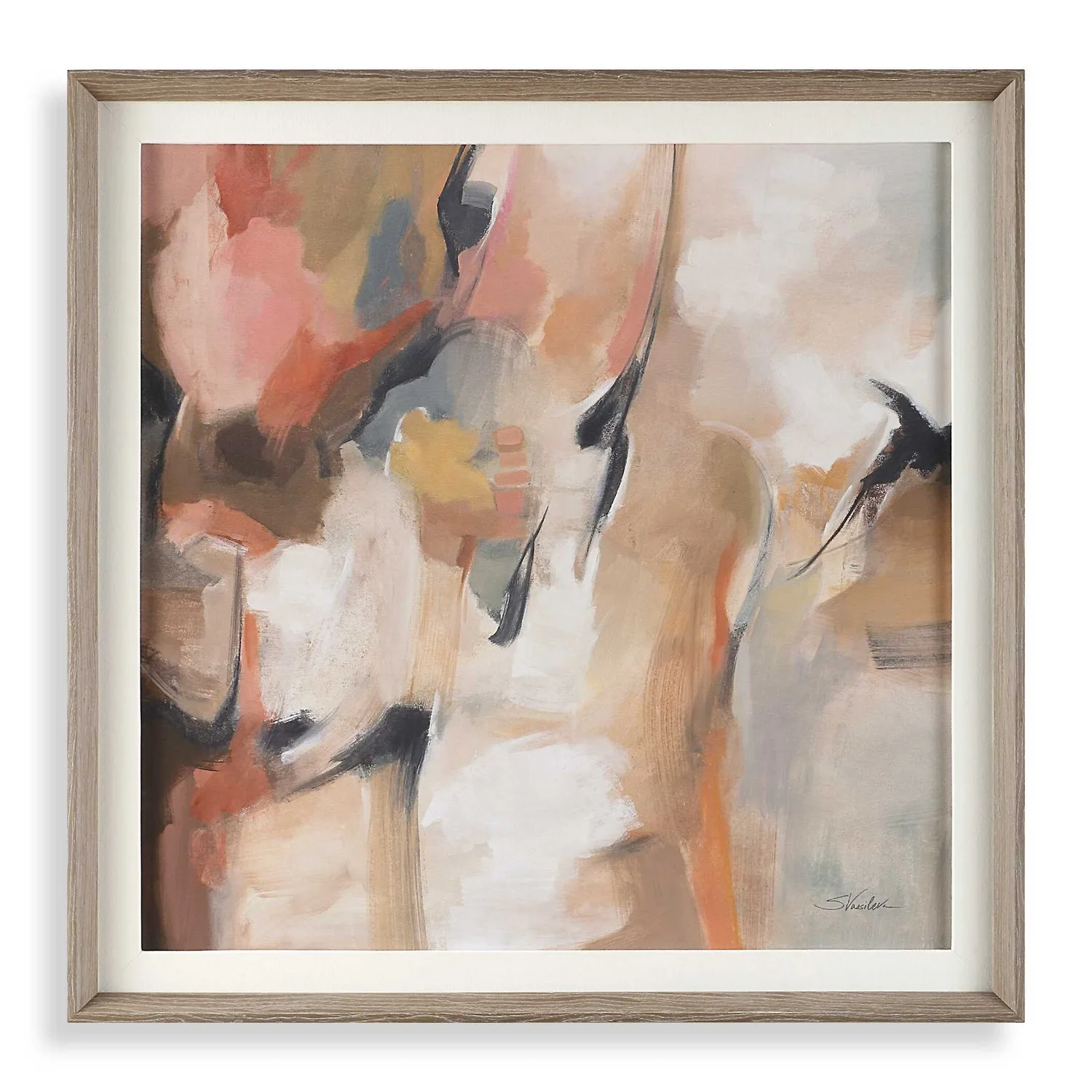 Uphill Abstract Print Wall Art in Natural Pine Frame