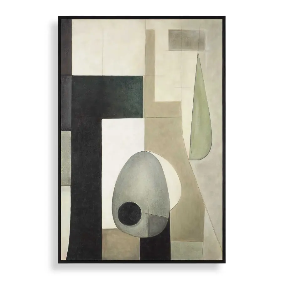 Fair Trade Hand-Painted Canvas Wall Art in Black Wooden Frame