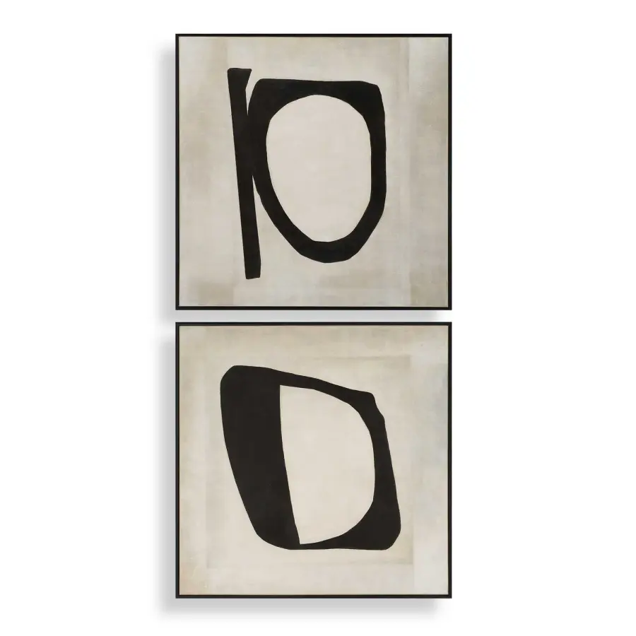 Characters Abstract Art in Black - Set of 2