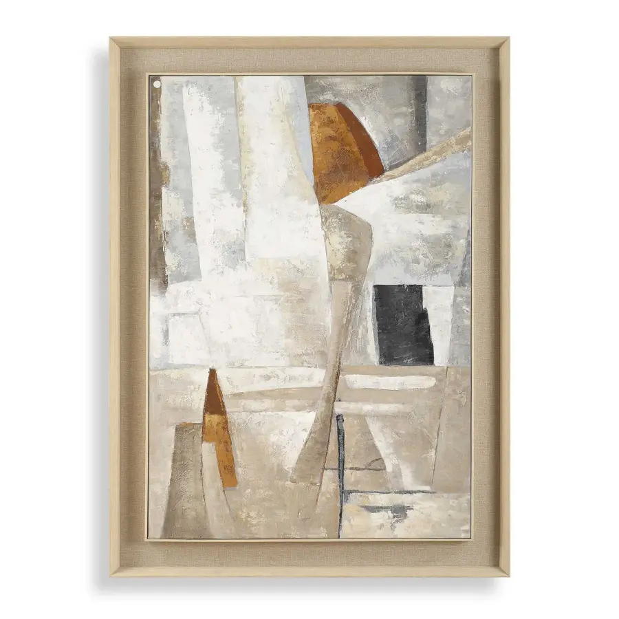Hide & Seek Abstract Wall Art in Natural Finish Frame