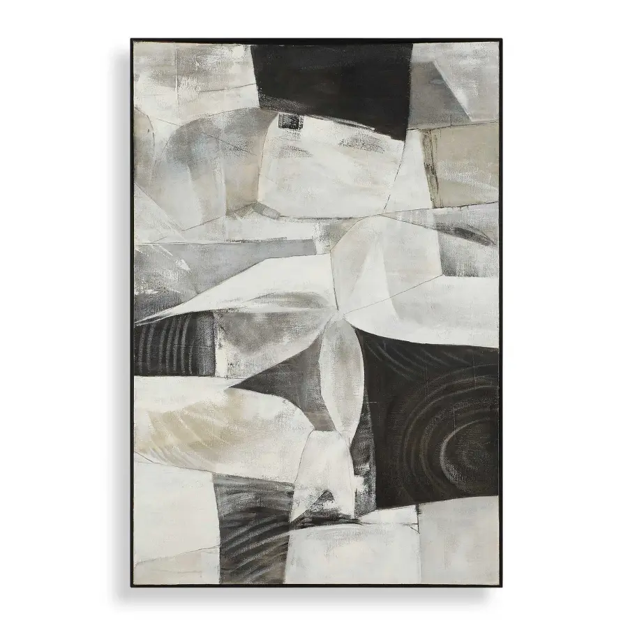 Folding Abstract Art in Black Framed Canvas
