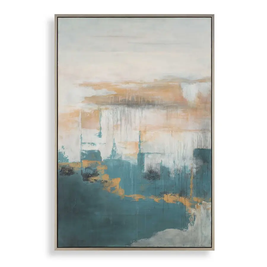 Eastside Abstract Coastal Landscape Wall Art in Gold Frame