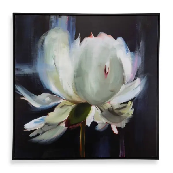 Featuring A Striking Watercolor On A Bold Navy Background, Peony Framed Canvas Is Sure To Become The Focal Point In Any Room. This Breathtaking Piece Is Surrounded By A Simple, Yet Classic Solid Wood Gallery Frame In A Black Finish. Each Canvas Is Proudly Handcrafted And Printed In The USA. Artwork By Liz Jardin. Collection: Peony Finish: Black Width: 51.50" Height: 51.50" Length: 2.00" Weight: 20.23 lb Extension from Wall: 2.00" Material: Solid Wood, Canvas, Hot Stamp Foil Country of Origin: USA Safety Rating: Indoor Only
