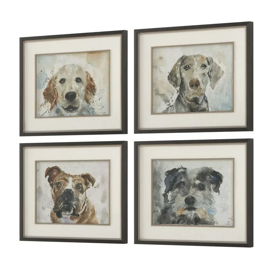 Dog Days Framed Prints, Set of 4