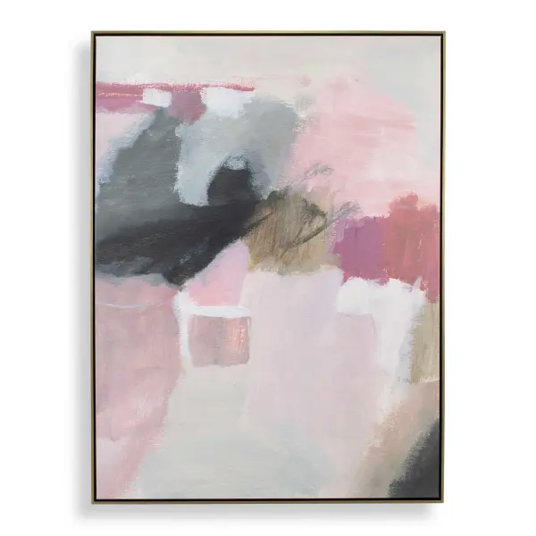 Process Presents A Captivating Study In Muted Tones And Suggestive Forms. The Composition Is A Harmonious Blend Of Soft, Almost Ethereal Hues Of Creams And Grays, Blush Pink, Olive Green, And Plum. The Artwork Is Surrounded By A Simple, Yet Classic Gallery Frame In A Gold Finish. Each Canvas Is Proudly Handcrafted And Printed In The USA. Artwork By Pamela Munger. Collection: Process Finish: Gold Width: 49.50" Height: 65.50" Length: 2.00" Weight: 22.20 lb Extension from Wall: 2.00" Material: Solid Wood, Canvas, Hot Stamp Foil Country of Origin: USA Safety Rating: Indoor Only
