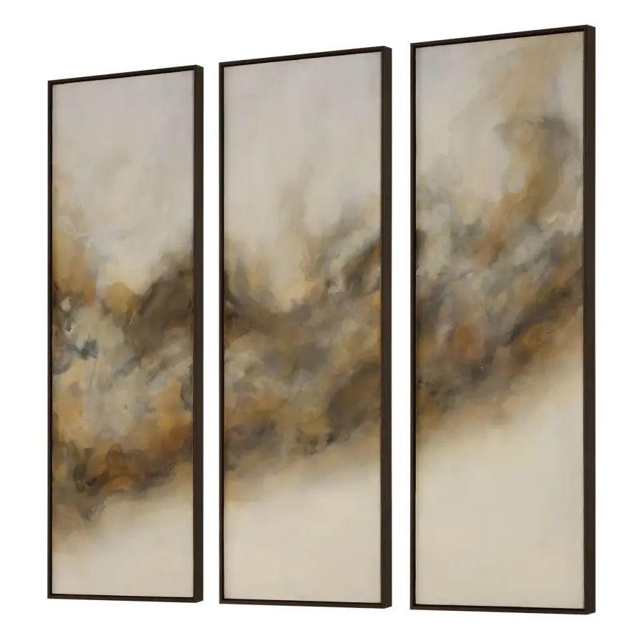 Smoke Break Abstract Wall Art in Dark, Rich Walnut Frame