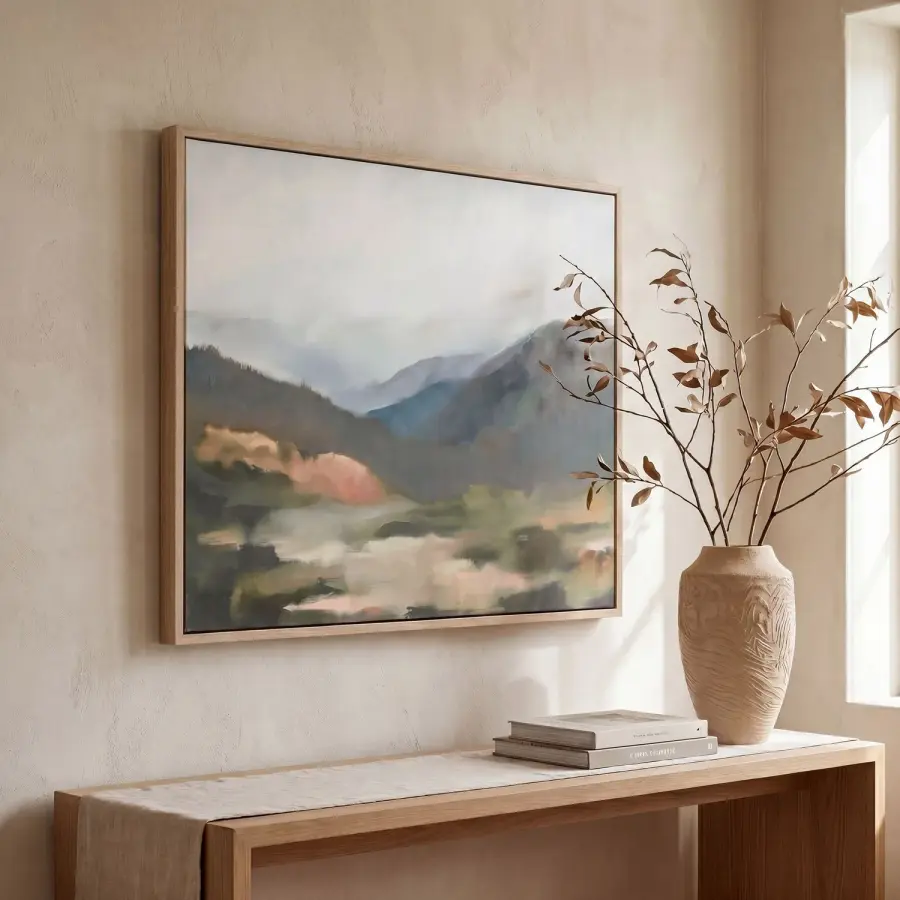 Fading Memory Abstract Painting in Light Oak