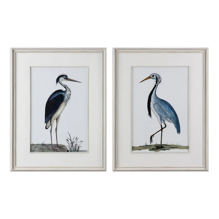 Shore Birds Wall Art in Whitewashed Wood