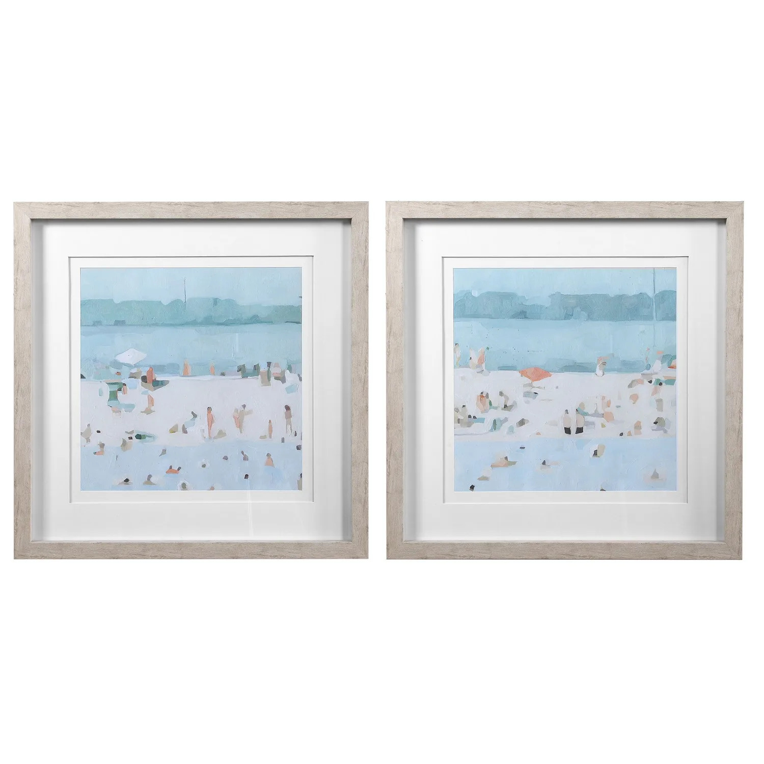 Sea Framed Prints, Set/2 in Light Driftwood
