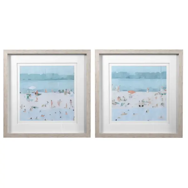 Sea Framed Prints, Set of 2 in Light Driftwood