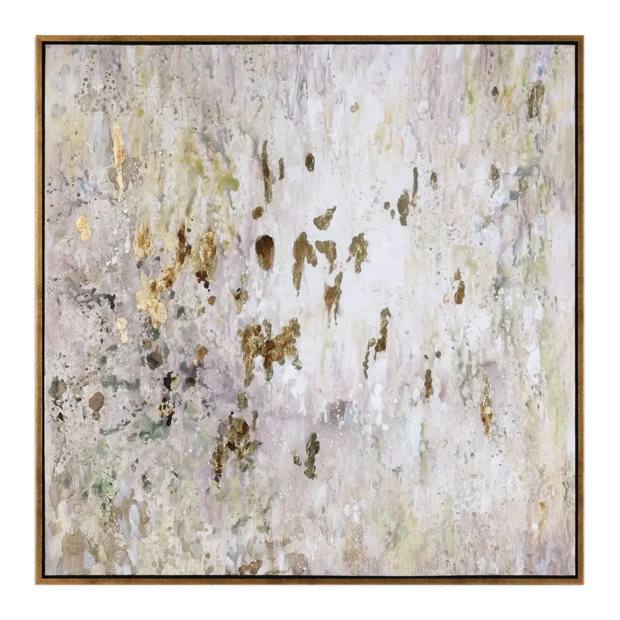 Golden Raindrops Wall Art in Champagne Silver Leaf