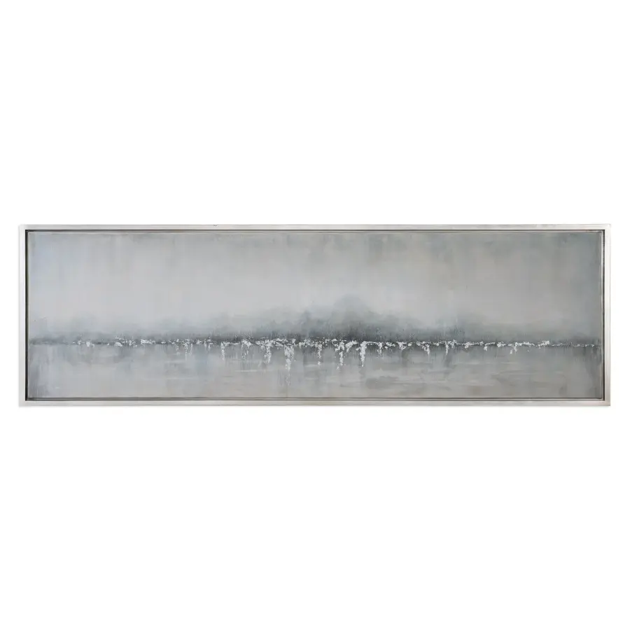 Tides Edge Hand Painted Canvas Wall Art in Silver Leaf Frame