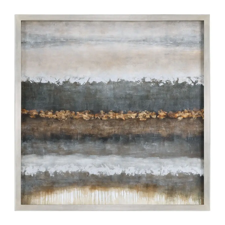 Layers Hand Painted Canvas Wall Art in Champagne Silver Frame