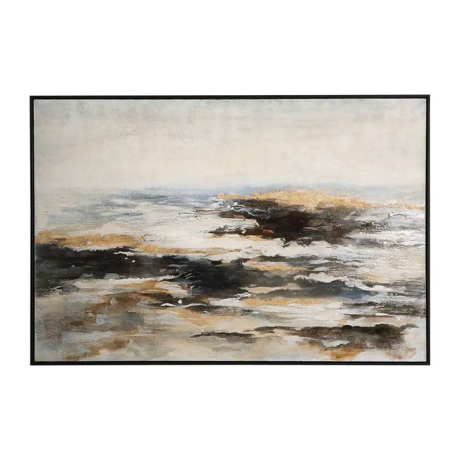 Aftermath Hand-Painted Abstract Wall Art in Black Frame