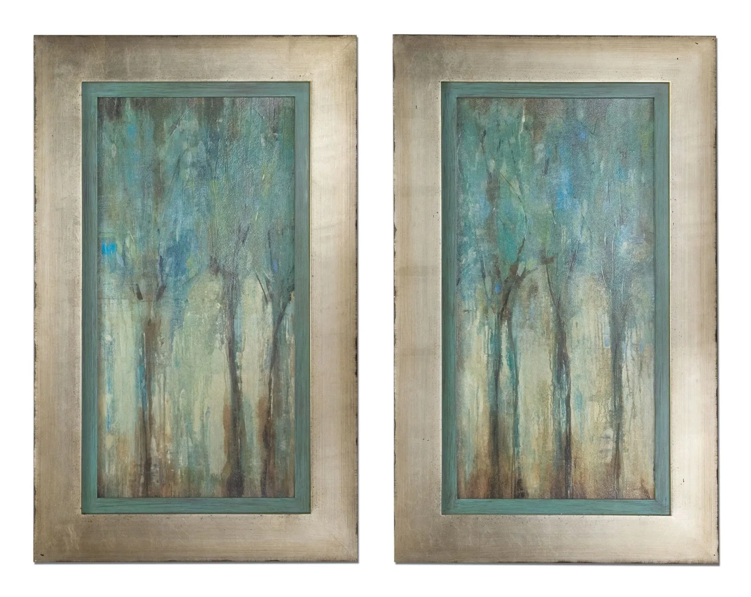 Whispering Wind Wall Art in Silver Leaf w/Heavy Champagne